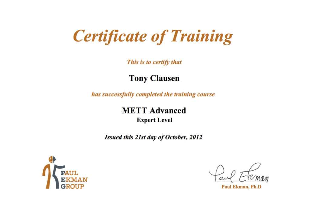 METT - Mikromimik Advanced diplom Tony Evald Clausen