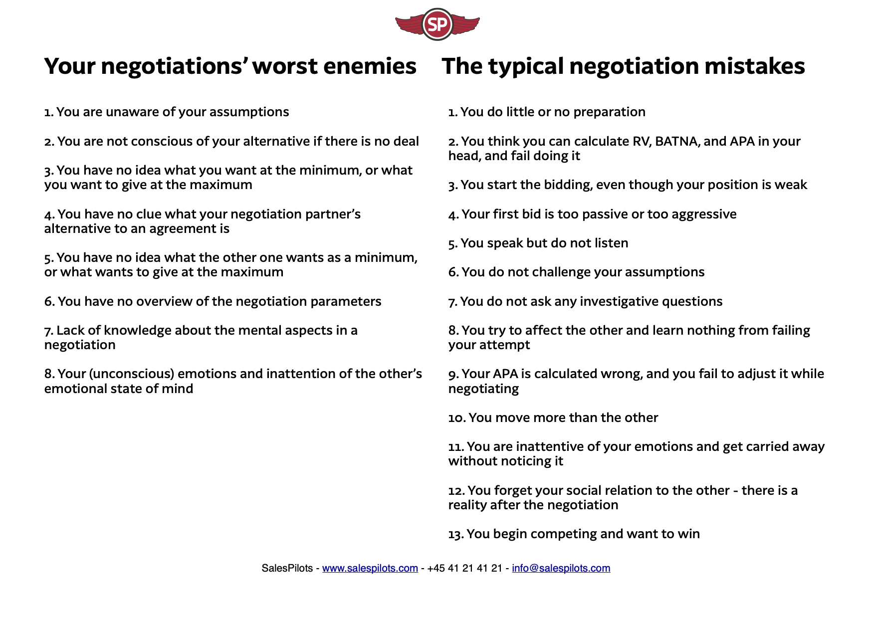 Typical Negotiation Mistakes   SalesPilots